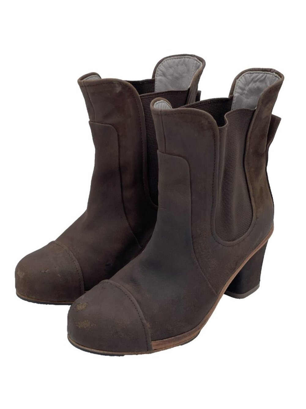 Pepe Monjo Argila Cap Toe Chelsea Booties Brown Leather Size 37 EU/ US 6.5